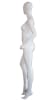 5'10" gloss white female egghead mannequin with raised leg pose, fiberglass construction, and tempered glass base for apparel displays - Image 4 of 0