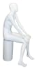 Gloss white fiberglass female egghead mannequin in an elegant seated pose with hands on knees, ready for retail apparel display. - Image 3 of 0