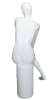 Gloss white fiberglass female egghead mannequin in an elegant seated pose with hands on knees, ready for retail apparel display. - Image 4 of 0