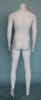 Matte white muscular headless male mannequin with fiberglass construction, athletic pose, tempered glass base, and calf and foot support rods - Image 3 of 0