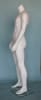 Matte white muscular headless male mannequin with fiberglass construction, athletic pose, tempered glass base, and calf and foot support rods - Image 4 of 0