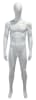 6'2" matte white male abstract egghead fiberglass mannequin with rotating arms, tempered glass base, calf support rod, and foot support rod - Image 1 of 0