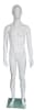 5'11" matte white male egghead fiberglass mannequin with rotating arms, tempered glass base, and metal calf and foot support rods - Image 1 of 0