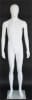 5'11" matte white male egghead fiberglass mannequin with rotating arms, tempered glass base, and metal calf and foot support rods - Image 2 of 0