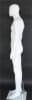 5'11" matte white male egghead fiberglass mannequin with rotating arms, tempered glass base, and metal calf and foot support rods - Image 3 of 0
