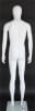 5'11" matte white male egghead fiberglass mannequin with rotating arms, tempered glass base, and metal calf and foot support rods - Image 4 of 0