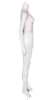 Matte white fiberglass female headless mannequin in an elegant pose, used for apparel display and supported by a tempered glass base. - Image 3 of 0
