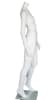 Matte white fiberglass female headless mannequin in an elegant pose, used for apparel display and supported by a tempered glass base. - Image 2 of 0