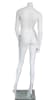 Matte white fiberglass female headless mannequin in an elegant pose, used for apparel display and supported by a tempered glass base. - Image 3 of 0