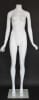 Matte white female headless fiberglass mannequin with arms by side and tempered glass base for retail clothing displays - Image 1 of 0