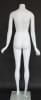 Matte white female headless fiberglass mannequin with arms by side and tempered glass base for retail clothing displays - Image 3 of 0