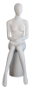 Matte white female headless fiberglass sitting mannequin with right knee raised for retail clothing displays - Image 1 of 0