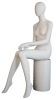 Matte white female headless fiberglass sitting mannequin with right knee raised for retail clothing displays - Image 5 of 0