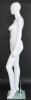 Matte white female egghead fiberglass mannequin head with turned pose and display base for hats, wigs, scarves, and jewelry - Image 2 of 0