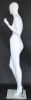 Matte white female egghead mannequin made of fiberglass, exuding calm elegance while standing on a tempered glass base for retail clothing display. - Image 2 of 0