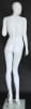 Matte white female egghead mannequin made of fiberglass, exuding calm elegance while standing on a tempered glass base for retail clothing display. - Image 3 of 0