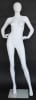 Matte white female egghead mannequin made of fiberglass, featuring a stylishly elegant posture on a tempered glass base, perfect for retail clothing display. - Image 1 of 0