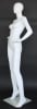 Matte white female egghead mannequin made of fiberglass, featuring a stylishly elegant posture on a tempered glass base, perfect for retail clothing display. - Image 2 of 0