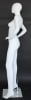 Matte white female egghead mannequin made of fiberglass, featuring a stylishly elegant posture on a tempered glass base, perfect for retail clothing display. - Image 3 of 0