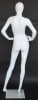 Matte white female egghead mannequin made of fiberglass, featuring a stylishly elegant posture on a tempered glass base, perfect for retail clothing display. - Image 4 of 0