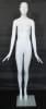 Full-size matte white abstract female egghead mannequin with hands flared out, featuring removable arms and standing on a round base with tempered glass, ideal for high-end fashion display. - Image 4 of 0