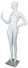 Full-size matte white abstract female egghead mannequin with hands flared out, featuring removable arms and standing on a tempered glass base, ideal for high-end fashion display. - Image 2 of 0