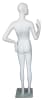Full-size matte white abstract female egghead mannequin with hands flared out, featuring removable arms and standing on a tempered glass base, ideal for high-end fashion display. - Image 3 of 0