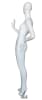 Full-size matte white abstract female egghead mannequin with hands flared out, featuring removable arms and standing on a tempered glass base, ideal for high-end fashion display. - Image 4 of 0