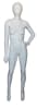 High-gloss white abstract head female mannequin made of fiberglass, featuring a dynamic pose with hand on hip and removable parts, standing on a tempered glass base. - Image 1 of 0