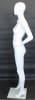 High-gloss white abstract head female mannequin made of fiberglass, featuring a dynamic pose with hand on hip and removable parts, standing on a tempered glass base. - Image 5 of 0