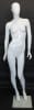 High-gloss white abstract head female mannequin made of fiberglass, featuring a dynamic pose with both arms to the side and removable parts, standing on a tempered glass base. - Image 1 of 0