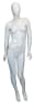 High-gloss white abstract head female mannequin made of fiberglass, featuring a dynamic pose with both arms to the side and removable parts, standing on a tempered glass base. - Image 2 of 0