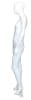 High-gloss white abstract head female mannequin made of fiberglass, featuring a dynamic pose with both arms to the side and removable parts, standing on a tempered glass base. - Image 3 of 0