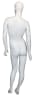High-gloss white abstract head female mannequin made of fiberglass, featuring a dynamic pose with both arms to the side and removable parts, standing on a tempered glass base. - Image 4 of 0