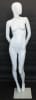 High-gloss white abstract head female mannequin made of fiberglass, featuring a dynamic pose with hands behind back and removable parts, standing on a tempered glass base. - Image 2 of 0