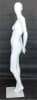 High-gloss white abstract head female mannequin made of fiberglass, featuring a dynamic pose with hands behind back and removable parts, standing on a tempered glass base. - Image 3 of 0