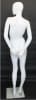 High-gloss white abstract head female mannequin made of fiberglass, featuring a dynamic pose with hands behind back and removable parts, standing on a tempered glass base. - Image 4 of 0
