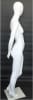 High-gloss white abstract head female mannequin made of fiberglass, featuring a dynamic pose with hands behind back and removable parts, standing on a tempered glass base. - Image 5 of 0