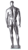 Matte silver male egghead mannequin made of durable fiberglass with metal base for modern retail apparel and accessory displays - Image 2 of 0