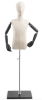 Child display dress form with natural canvas torso on wooden flat base adjustable retail mannequin for boutiques and designers - Image 4 of 0