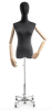 Female display dress form with bronze canvas torso on metal rolling base adjustable retail mannequin for boutiques and designers - Image 3 of 0