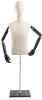 Male display dress form with natural canvas torso on wooden flat base adjustable retail mannequin for boutiques and designers - Image 4 of 0
