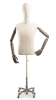 Male display dress form with bronze canvas torso on metal rolling base adjustable retail mannequin for boutiques and designers - Image 3 of 0