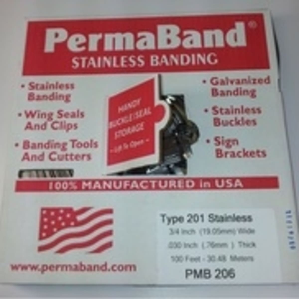 STAINLESS BANDING, TYPE 201, 3/4" X .030, BOXED, 100 FT/COIL