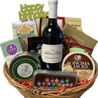 Happy Birthday Gift Basket with Wine and Chocolate | Delivery Available