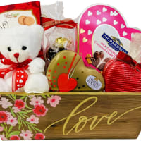 Love Hearts, Bear and Chocolate Gift Basket | Delivery Available