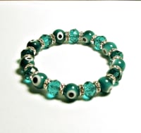 EE-005-TOUQUOISE EVIL EYE STRETCH BRACELET-7 1/2"