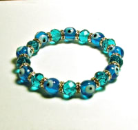 EE-006-BLUE EVIL EYE STRETCH BRACELET-7 1/2"