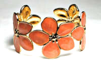 SS-06 O-STAINLESS STEEL CUFF BRACELET IN ORANGE FLOWER