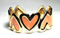 SS-18-O STAINLESS STEEL CUFF BRACELET IN ORANGE HEART